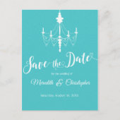 Ballroom Chandelier Aqua Blue Save the Date Ankündigungspostkarte (Vorderseite)