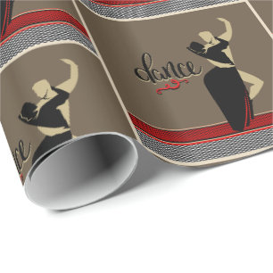 Ballroom Dance Couple Silhouette Tan Black Geschenkpapier