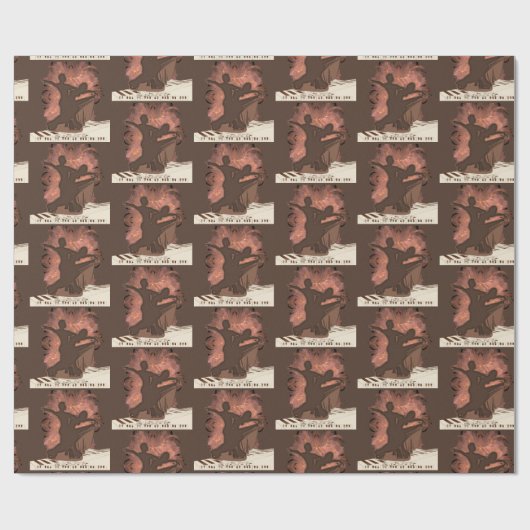 Ballroom Dance Waltz Couple über Klaviertasten Mus Geschenkpapier (Flach)