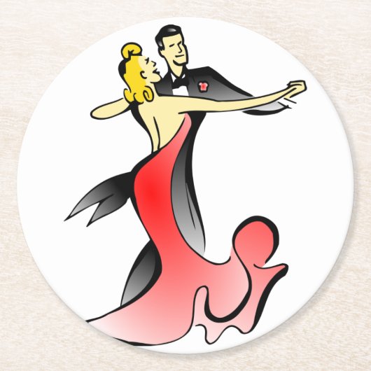 Ballroom Dancers tanzend Paar Swing Tanz Runder Pappuntersetzer (Vorderseite)