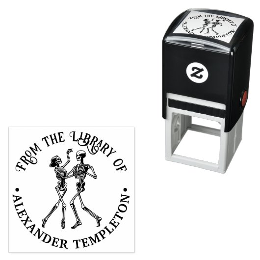 Ballroom Dancing Skeleton Couple Library Name Permastempel (Beispiel)