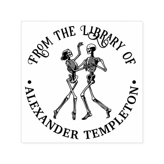 Ballroom Dancing Skeleton Couple Library Name Permastempel (Design)