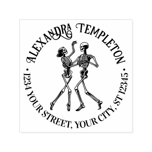 Ballroom Dancing Skeleton Couple Name Ret Adresse Permastempel (Design)