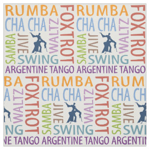 Ballroom Dancing Word Art Fabric Stoff