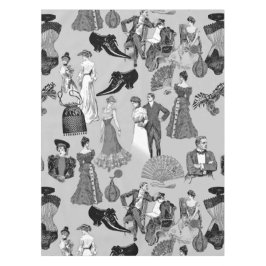 ballroom victorian era fashion toile black white tischdecke