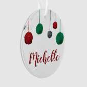 Balls aus Garn ・ Ihr Name ・ Strick Crochet Crafts Ornament (Vorderseite)