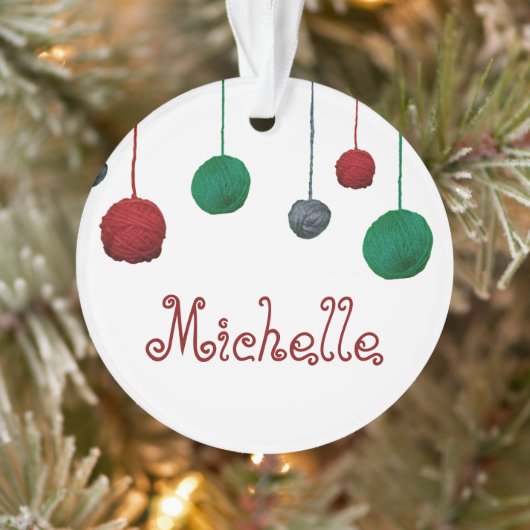 Balls aus Yarn Crafty Holiday / Dein Text Ornament (Baum)