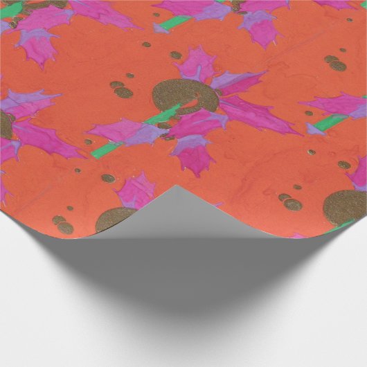 Balls & Candles & Holly Geschenkpapier (Ecke)