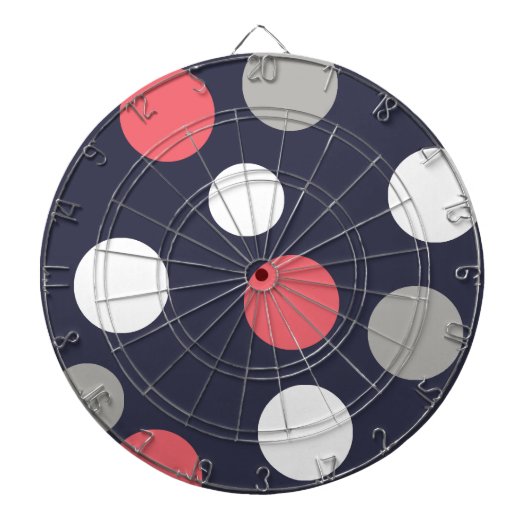 Balls Circles Muster Grau Weiße Korallen Pink Dartscheibe (vorne)
