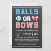 Balls oder Bows Baseball-Genderdarstellung Einladung (Vorderseite)