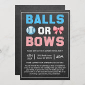 Balls oder Bows Baseball-Genderdarstellung Einladung (Vorne/Hinten)