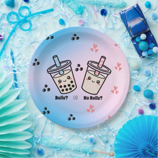 Balls oder No Balls Bubble Tea Boba Geschlecht Ent Pappteller (Party)