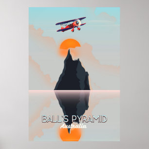 Balls Pyramid Australien Vintage-Flugposter Poster