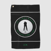 Balls Spaß Golfer Mit Monogramm Schwarzes Grün Golfhandtuch (Vorderseite)