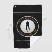 Balls Spaß Golfer Mit Monogramm Schwarzes Orange Golfhandtuch (Insitu)