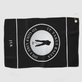Balls Spaß Golfer Sport Pub Mit Monogramm Schwarz Golfhandtuch (Horizontal)