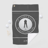 Balls Spaß Golfer Sportpuppe Mit Monogramm Grau Golfhandtuch (Insitu)