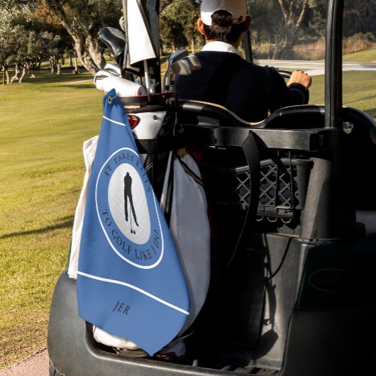 Balls Spaß Golfer Sports Puff Monogram Blue Golfhandtuch