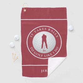 Balls Spaß Golfer Sports Puff Monogram Crimson Red Golfhandtuch