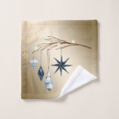 Balls, Weihnachtsmann, Baumzweigschneeflocken Badhandtuch Set (Waschlappen)