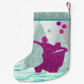 Ballsaal-Tänzer mit Verzierungs-Baum-Schnee Kleiner Weihnachtsstrumpf (Rückseite)