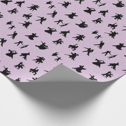 Ballsaal-Tänzer, schwarz auf Rosa Geschenkpapier (Ecke)