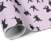 Ballsaal-Tänzer, schwarz auf Rosa Geschenkpapier (Rolleneckpunkt)