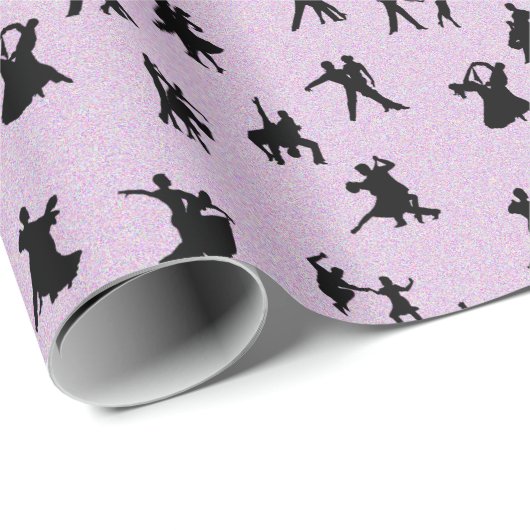 Ballsaal-Tänzer, schwarz auf Rosa Geschenkpapier (Rolleneckpunkt)