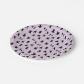 Ballsaal-Tänzer, schwarz auf Rosa Pappteller (Schrägansicht)