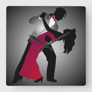 Ballsaal-Tänzer-Wanduhr Quadratische Wanduhr