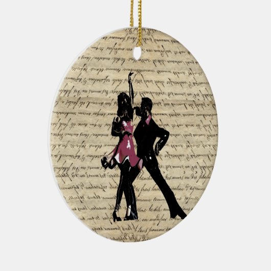 Ballsaaltänzer auf Vintagem Papier Keramikornament (Rechts)