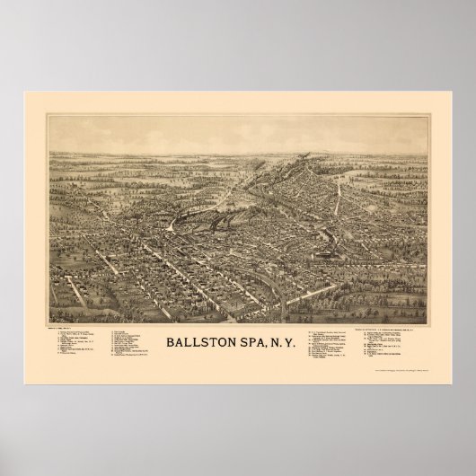 Ballston Wellness-Center, NY Panoramic Map - 1890 Poster (Vorne)