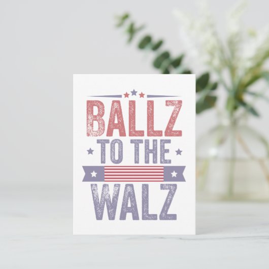 Ballz bei den Wahlen 2024 in Walz Harris Waltz Postkarte (Stehend Vorderseite)
