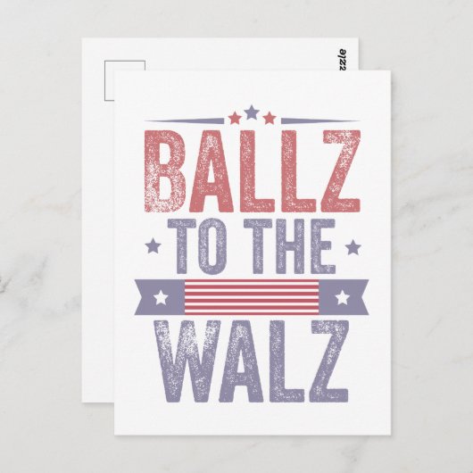 Ballz bei den Wahlen 2024 in Walz Harris Waltz Postkarte (Vorne/Hinten)