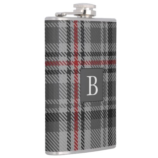 BALMORAL Gray TARTAN Letter Monogram (kann bearbei Flachmann (Rechts)