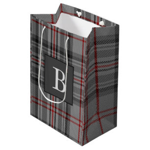 BALMORAL Gray TARTAN Letter Monogram (kann bearbei Mittlere Geschenktüte