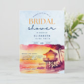 Balmy Days | Tropical Sunset Beach Brautparty Einladung (Stehend Vorderseite)