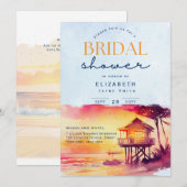 Balmy Days | Tropical Sunset Beach Brautparty Einladung (Vorne/Hinten)