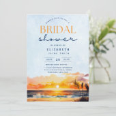 Balmy Days | Tropical Sunset Beach Brautparty Einladung (Stehend Vorderseite)