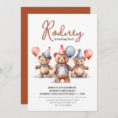 Baloon Bear Baby Dusche Einladungen (Vorne/Hinten)