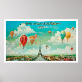 Balooning über Paris, Heißluftballons, Vintag Poster