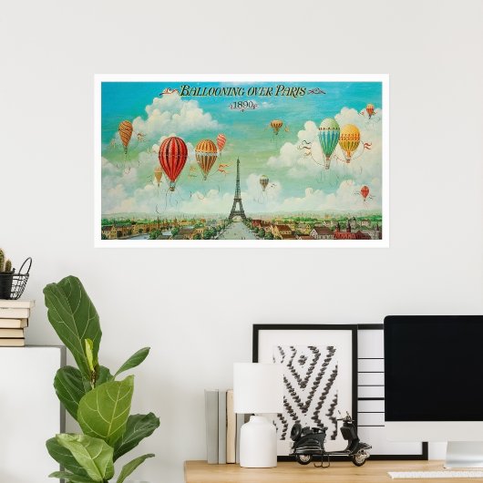 Balooning über Paris, Heißluftballons, Vintag Poster (Heimbüro)