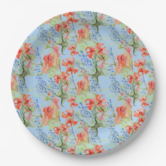 Balsam und Lobelia Blume Plate Pappteller (Vorderseite)