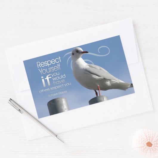 Baltasar Gracian Inspiration Zitat "Respekt" Rechteckiger Aufkleber (Umschlag)