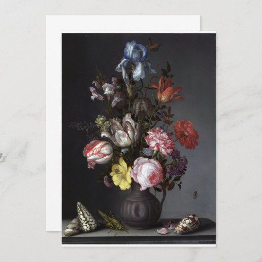 Balthasar van der Ast - Blume in Vase mit She Einladung (Vorne/Hinten)