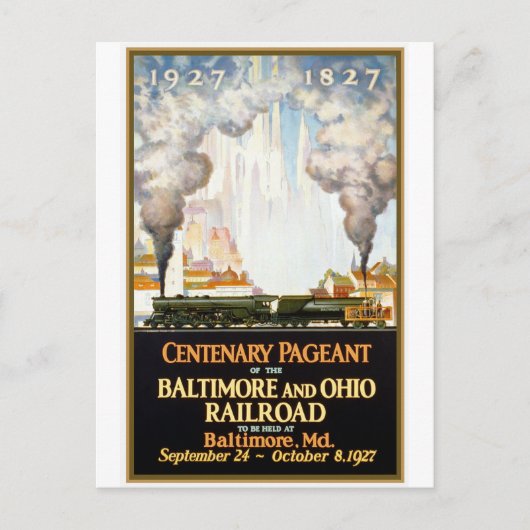 "Baltimore and Ohio Railway Centenary" Postkarte (Vorderseite)