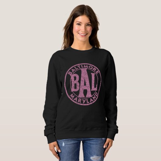 Baltimore BAL Circle Sign Distressed Pink Print Sweatshirt (Vorne ganz)
