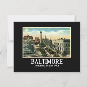 Baltimore, Charles St, Monument Square Vintage  Postkarte