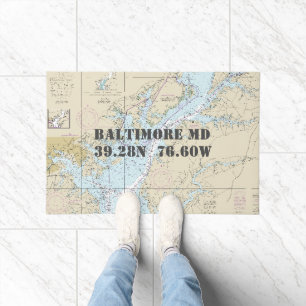Baltimore Chesapeake ⚓ Latitude Longitude Nautic Fußmatte