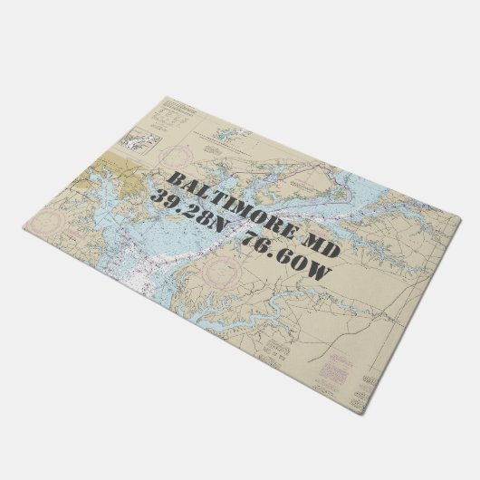 Baltimore Chesapeake ⚓ Latitude Longitude Nautic Fußmatte (Schrägansicht)